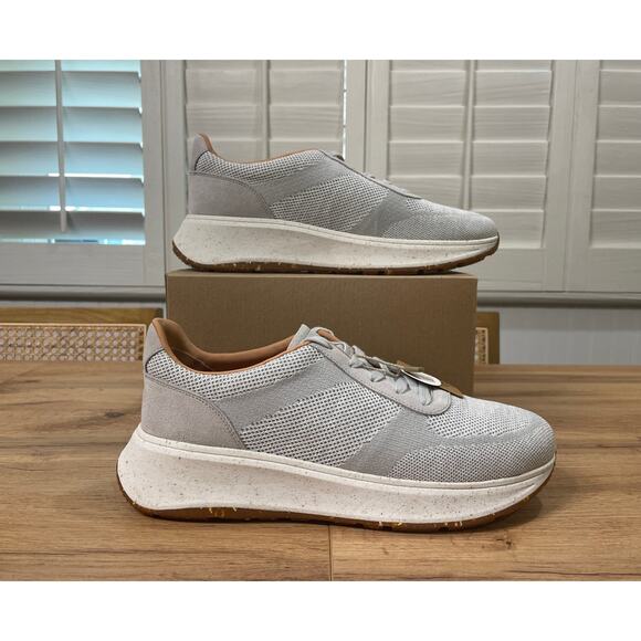 FitFlop F-Mode E01 Knit Flatform Sneakers Grey Suede/Poly Side 10 US 42 EU NWOB - Picture 3 of 14